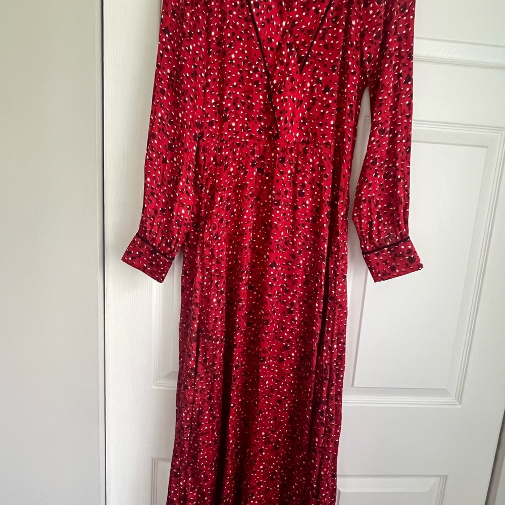Scotch & Soda Scarlet Red Printed Long-Sleeve Maxi Dress